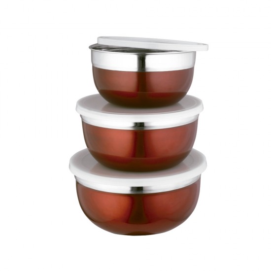 Conjunto Tigela Bowl Inox com Tampa Class Home com 3 peças 