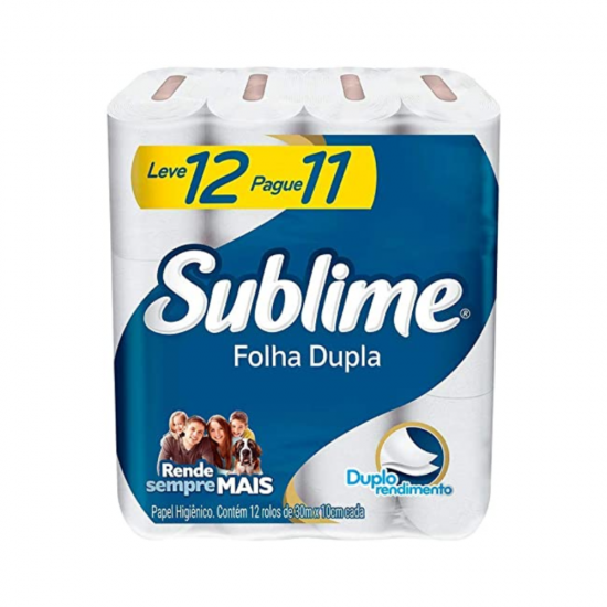 Papel Higiênico Folha Dupla Sublime LEVE 12 PAGUE 11