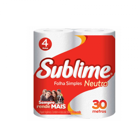 Papel Higiênico Folha Simples Sublime Neutro com 4 rolos