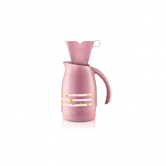 Conjunto Garrafa Térmica 700mL Rosa + Suporte Filtro de Café 102 Sanremo