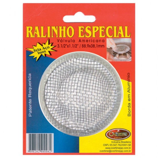 Ralo para Pia Inox Médio 3,5"x1,5" Overtime com Borda de Alumínio